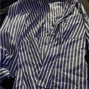 SHEIN Navy Striped Men's Casual Shirt